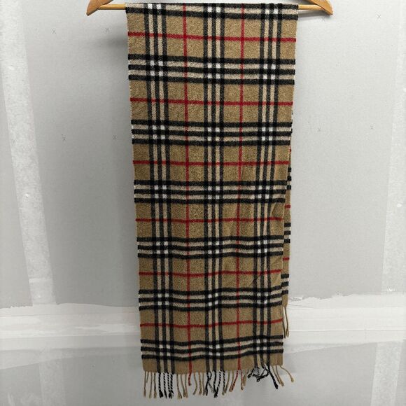 Vintage Burberry of London 100% Cashmere Scarf Nova Check Scarf England plaid - Picture 4 of 5